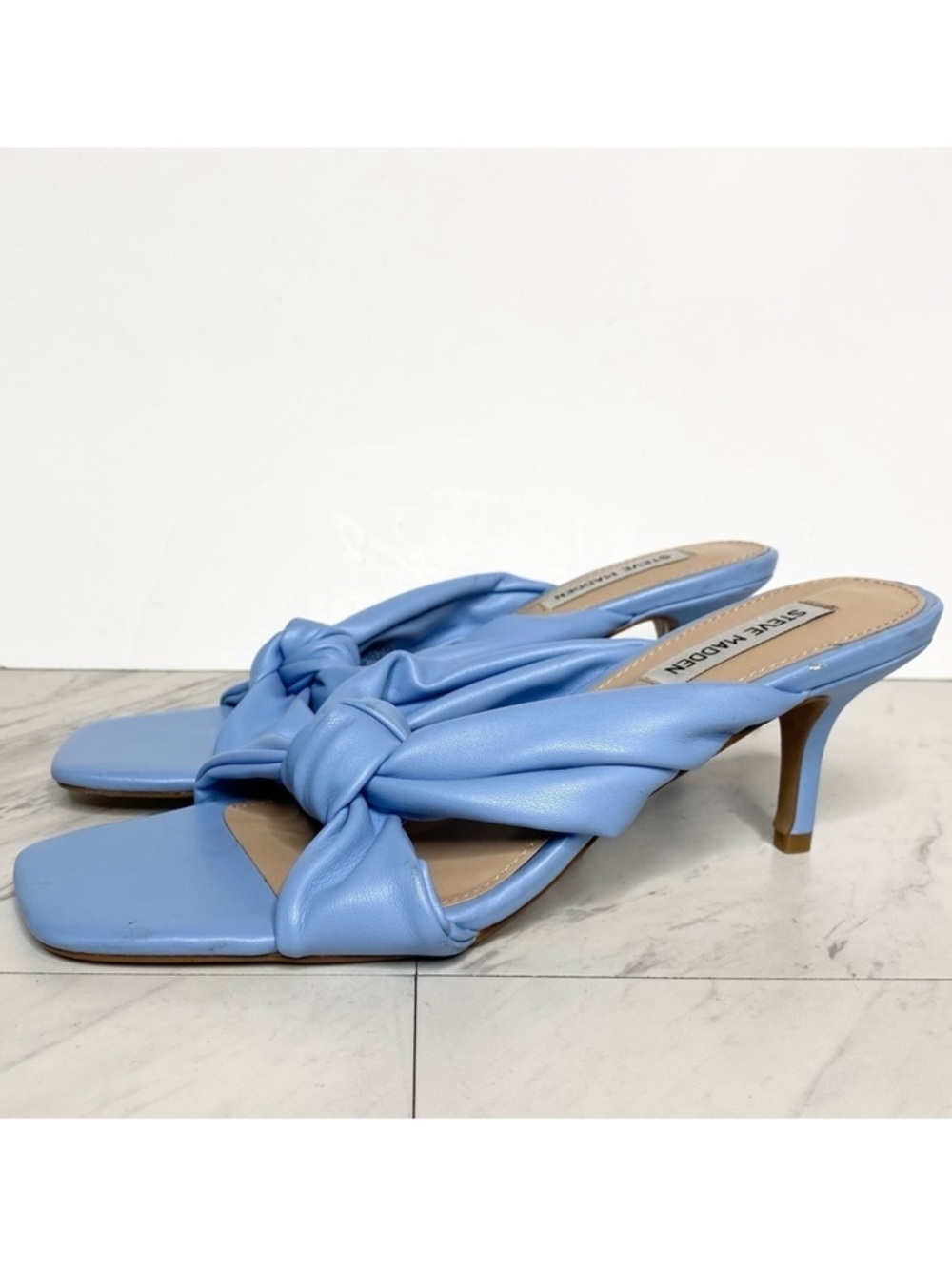 Steve Madden Athena Blue Faux Leather Heeled Sandal 9 1/2 M
